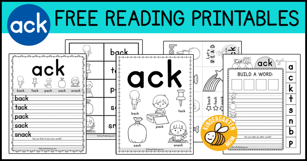 Ack word family worksheets