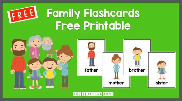 Free family members flashcards for preschool