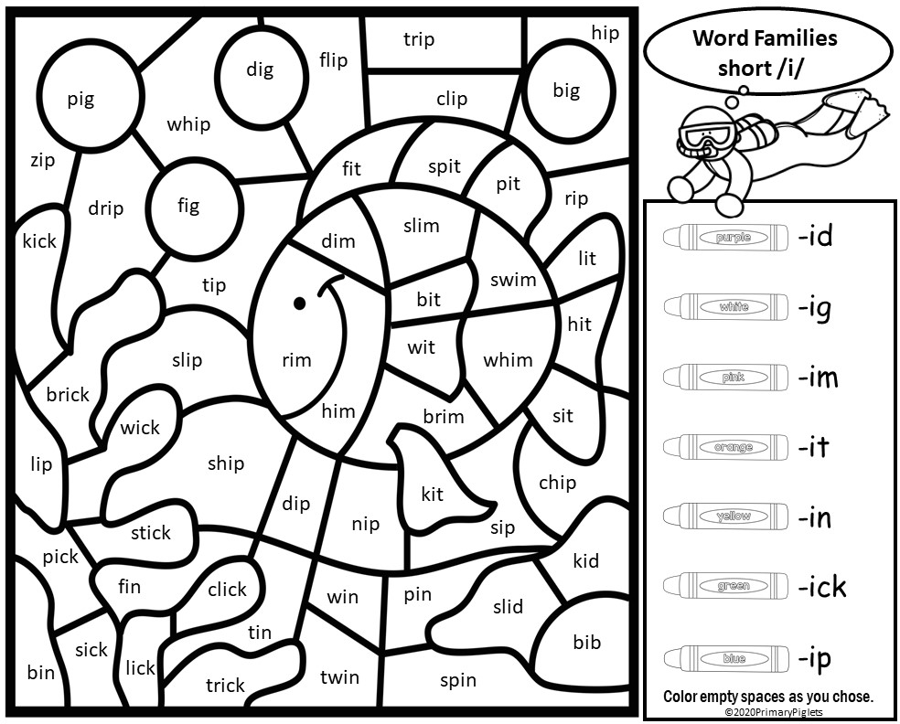 Color by word families ocean set made by teachers