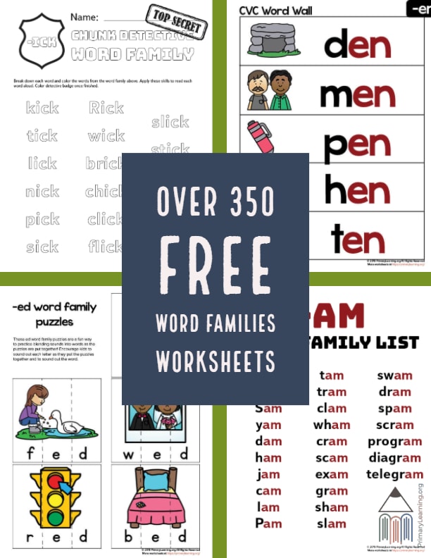 Free word family worksheets pages free homeschool deals