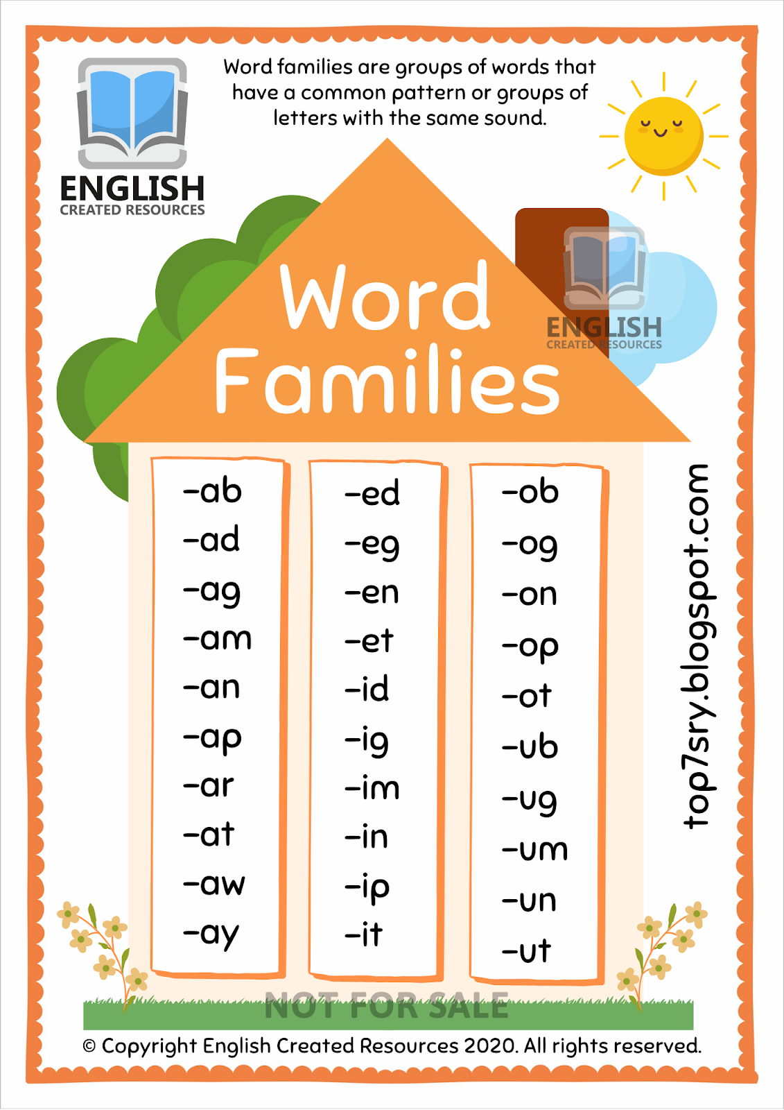 Word family worksheets â english created resources