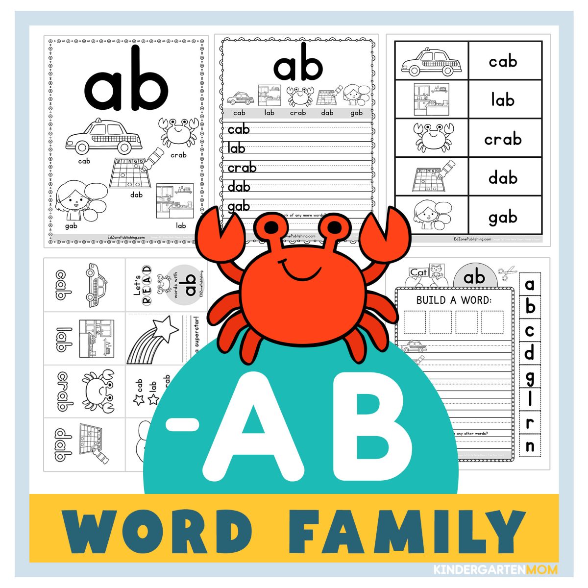 Ab word family worksheets