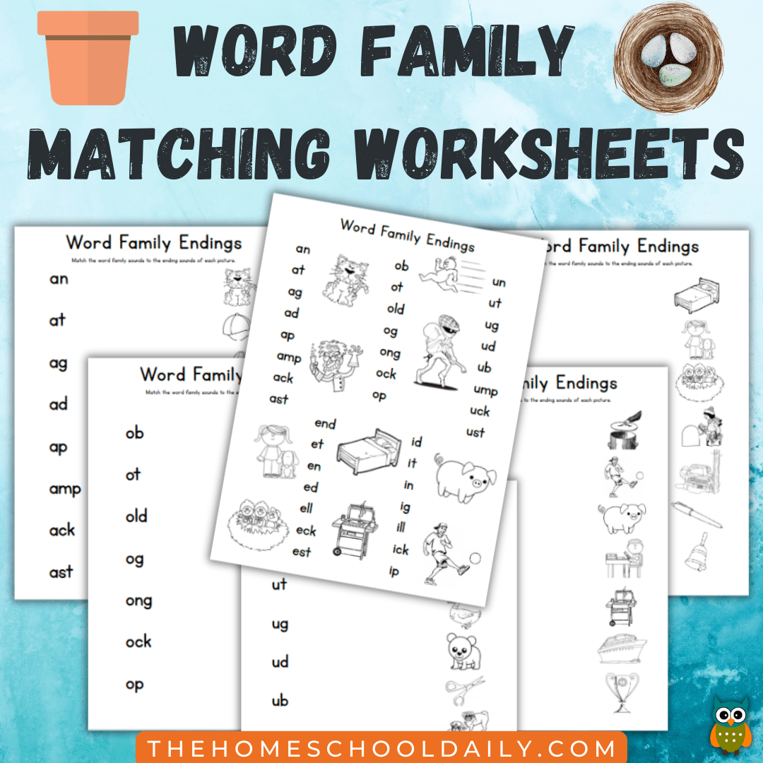 Word family matching worksheets