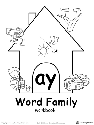 Free ay word family workbook for kindergarten