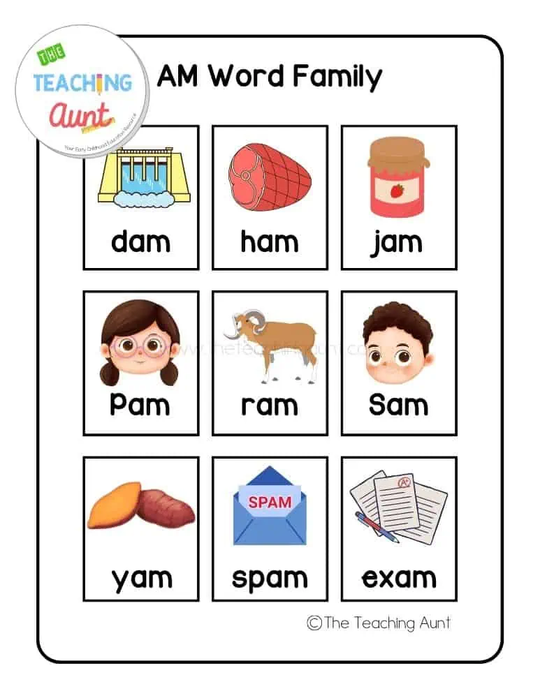 Am word family list