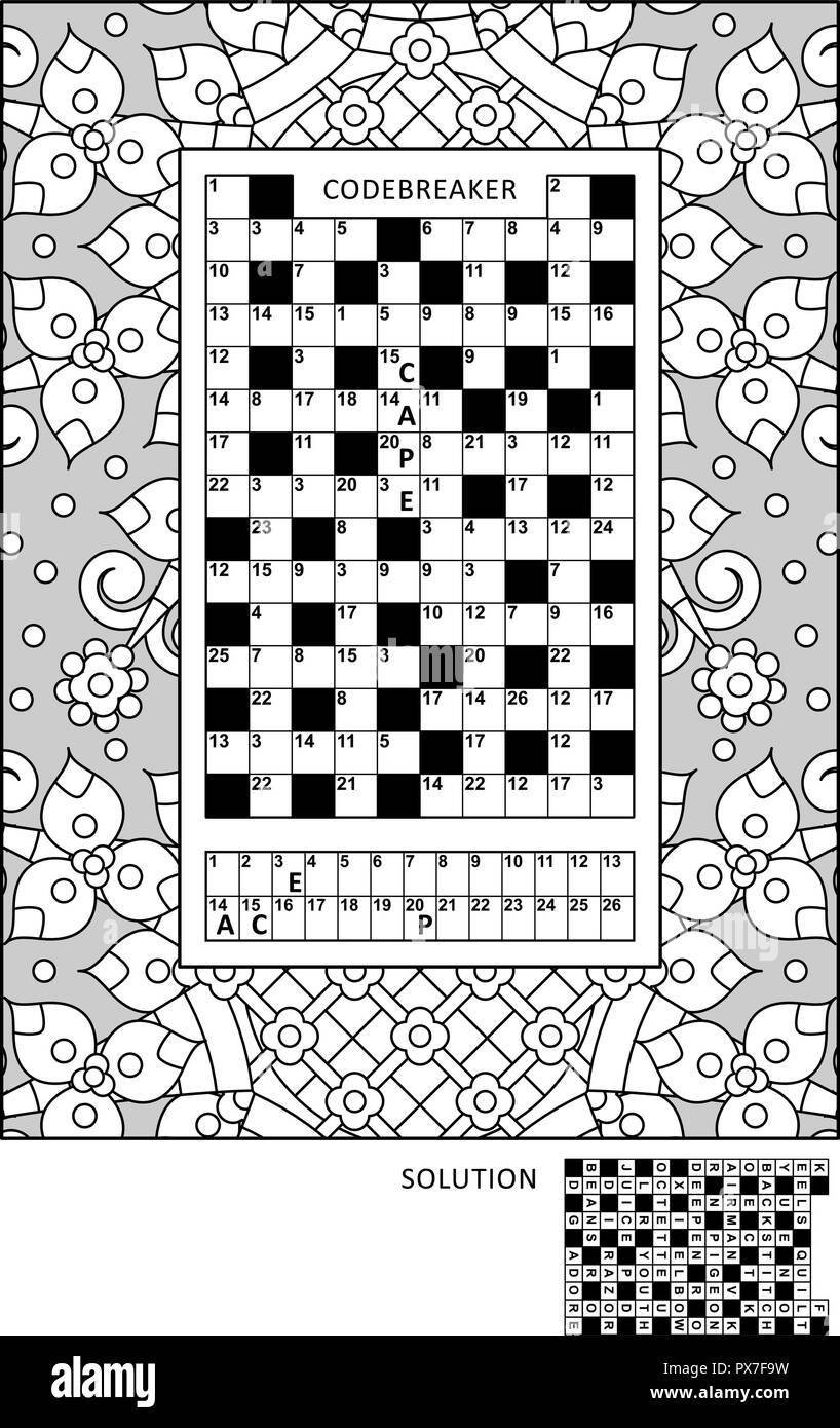 Puzzle and coloring activity page for grown