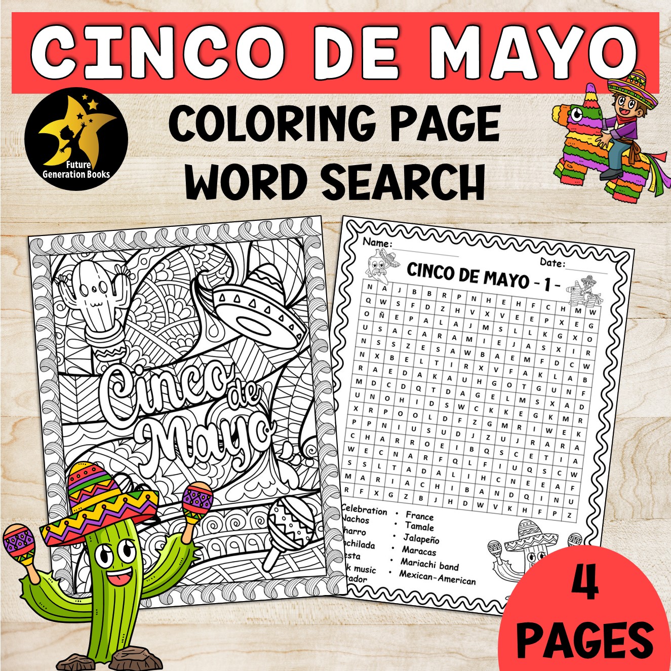 Free cinco de mayo coloring page word search puzzle game worksheets may activity made by teachers