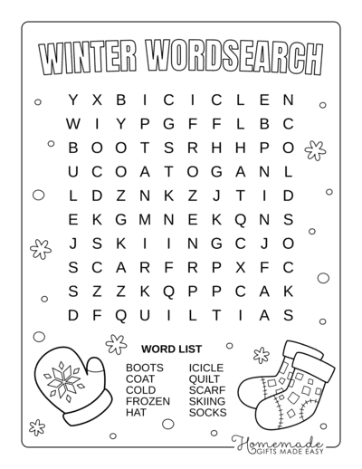Best free printable winter word search puzzles for kids