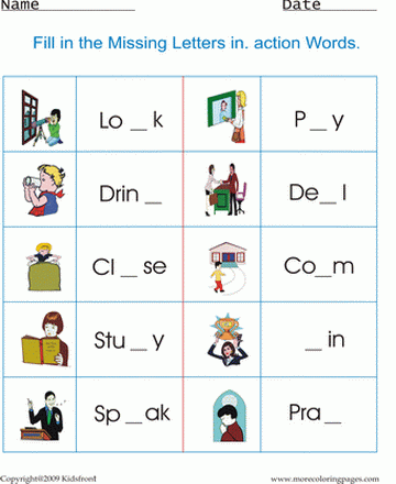 Printable action words worksheet coloring worksheets free online coloring pages