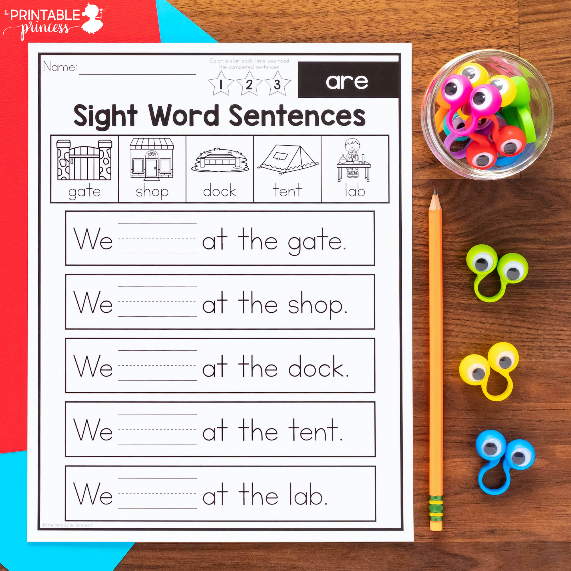 Fill in the blank sight word sentences set