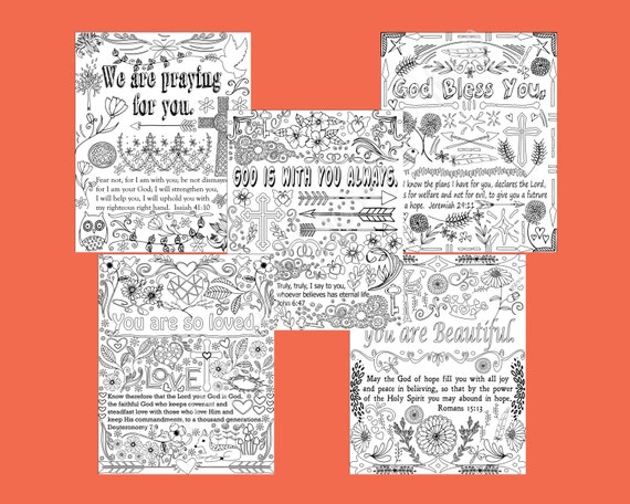 Encouraging words bible verse coloring pages scripture coloring pages set of instant download printable adult coloring sheets