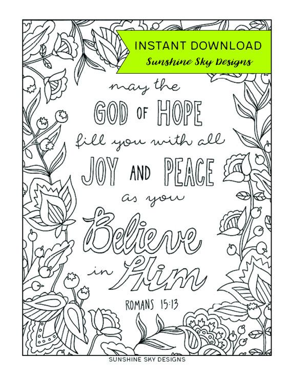 God of hope coloring page romans printable download now