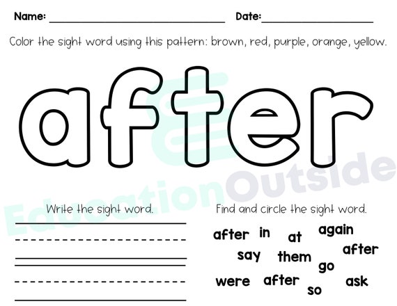 St grade coloring worksheets dolch sight words coloring pages children worksheets education printables teaching resources