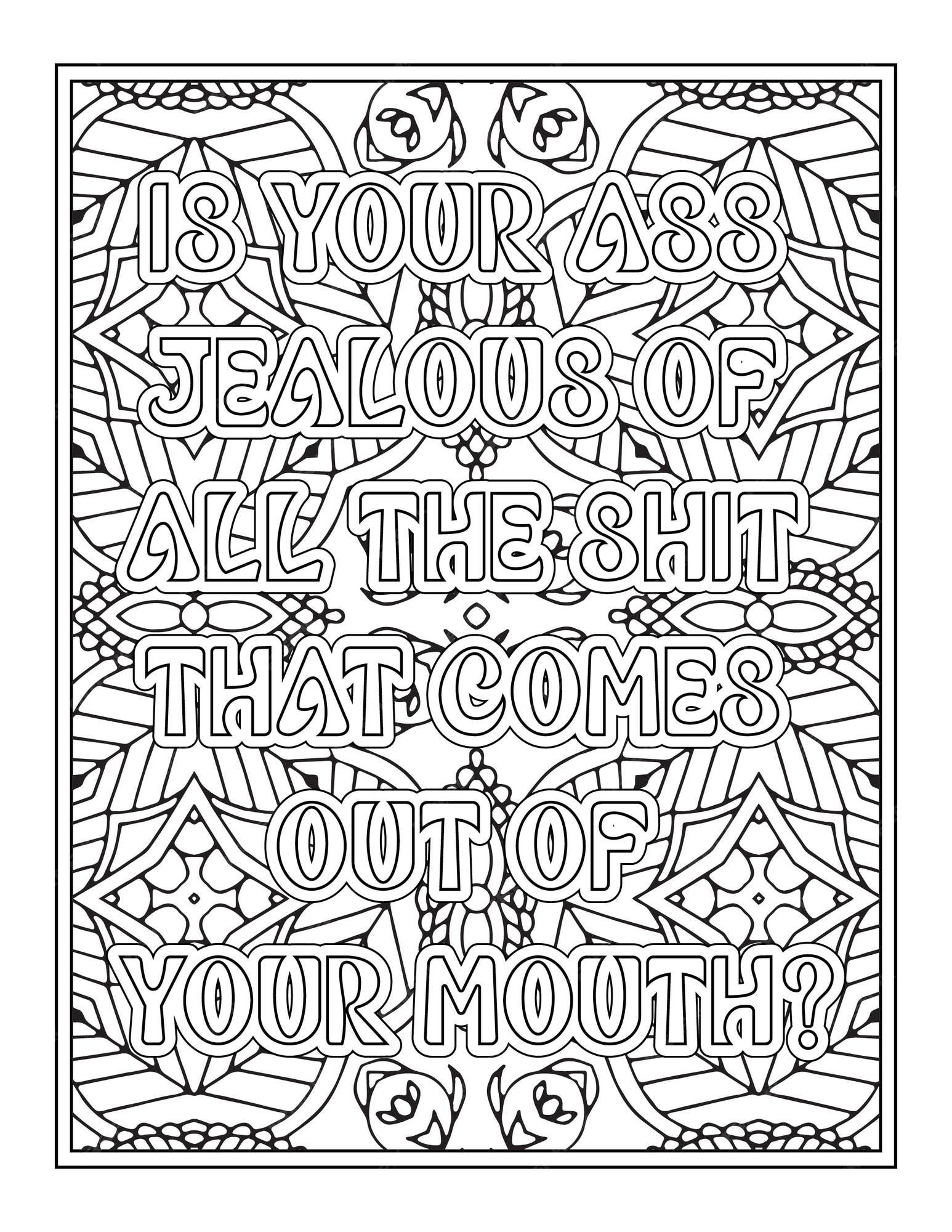 Premium vector swear word quotes coloring pages for coloring book