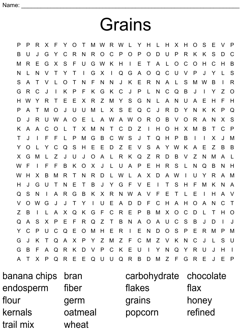 Grains word search