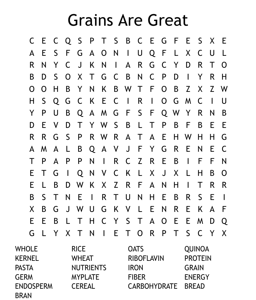 Grains word search