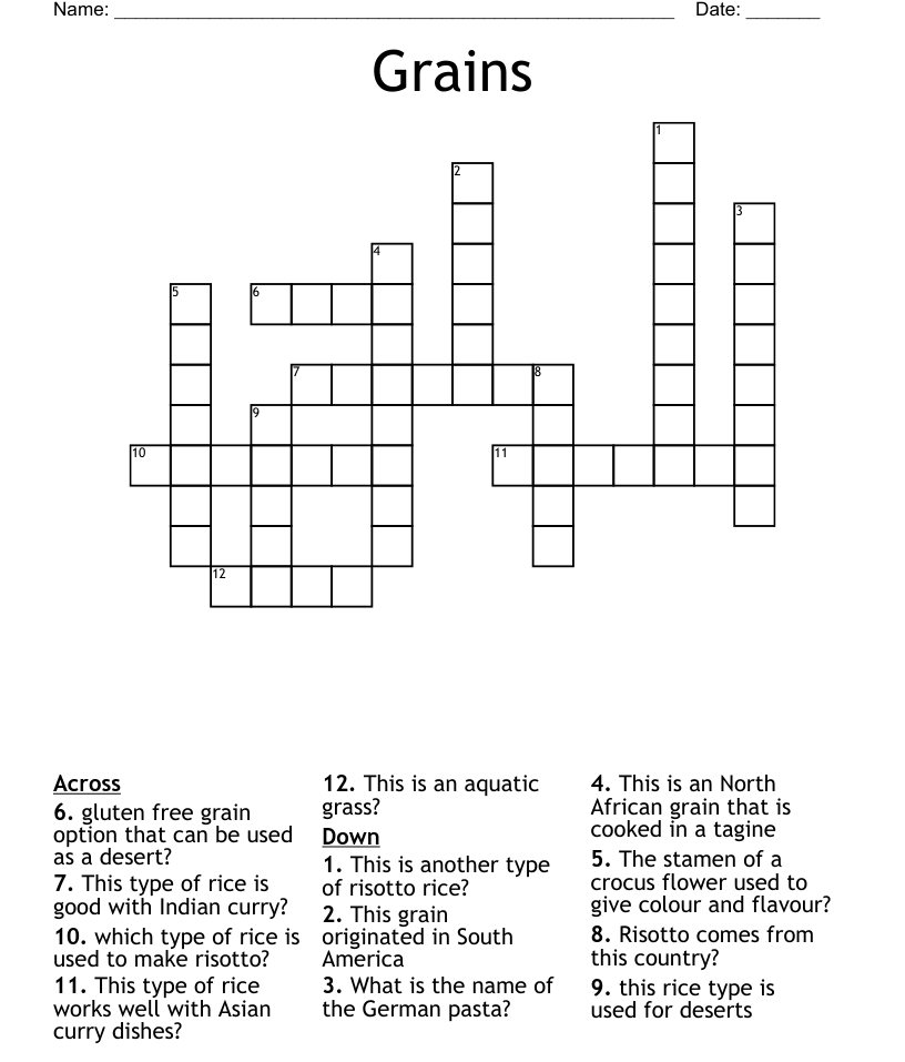 Grains crossword