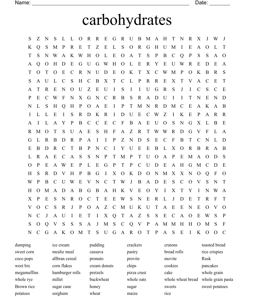 Grains word search