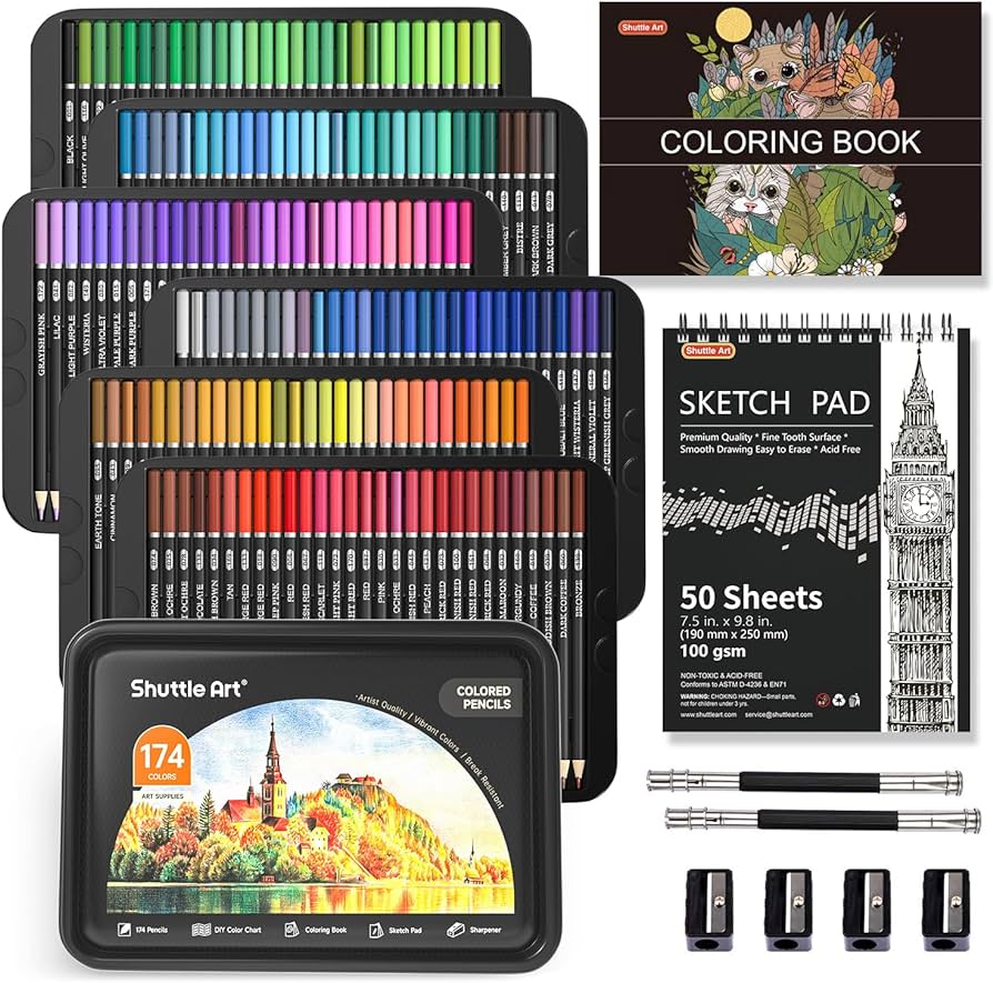 Colors professional colored pencils shuttle art soft core coloring pencils set with coloring book sketch pad sharpener pencil extender perfect for artists kids adults coloring drawing