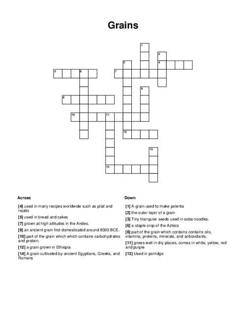 Grains crossword puzzle