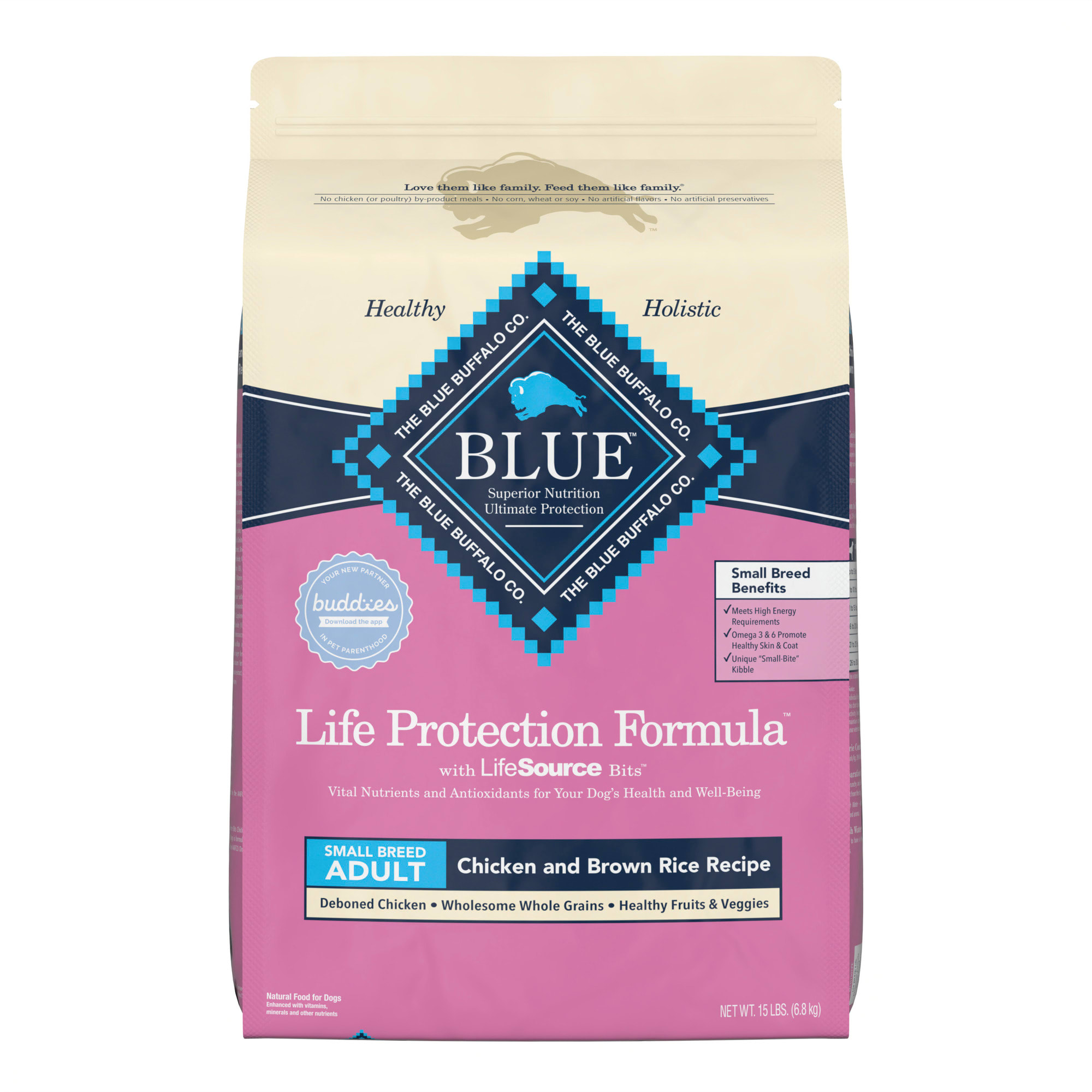 Blue buffalo blue life protection formula natural adult small breed chicken and brown rice flavor dry dog food lbs