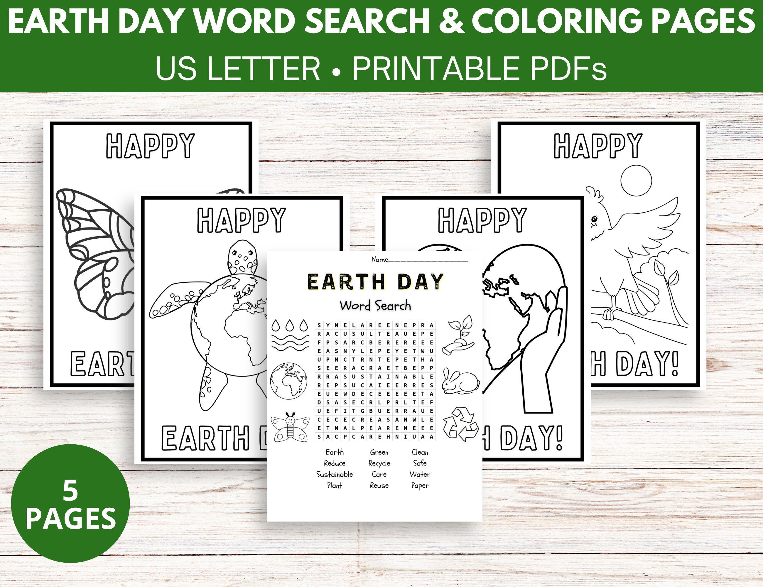 Earth day coloring pages and earth day word search for kids earth day printables earth day pdfs