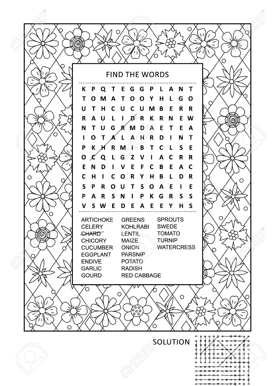 Puzzle and coloring activity page for grown