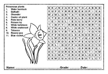 Spring gardening plants trees word search for grade to