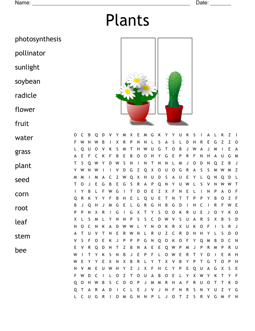 Plants word search