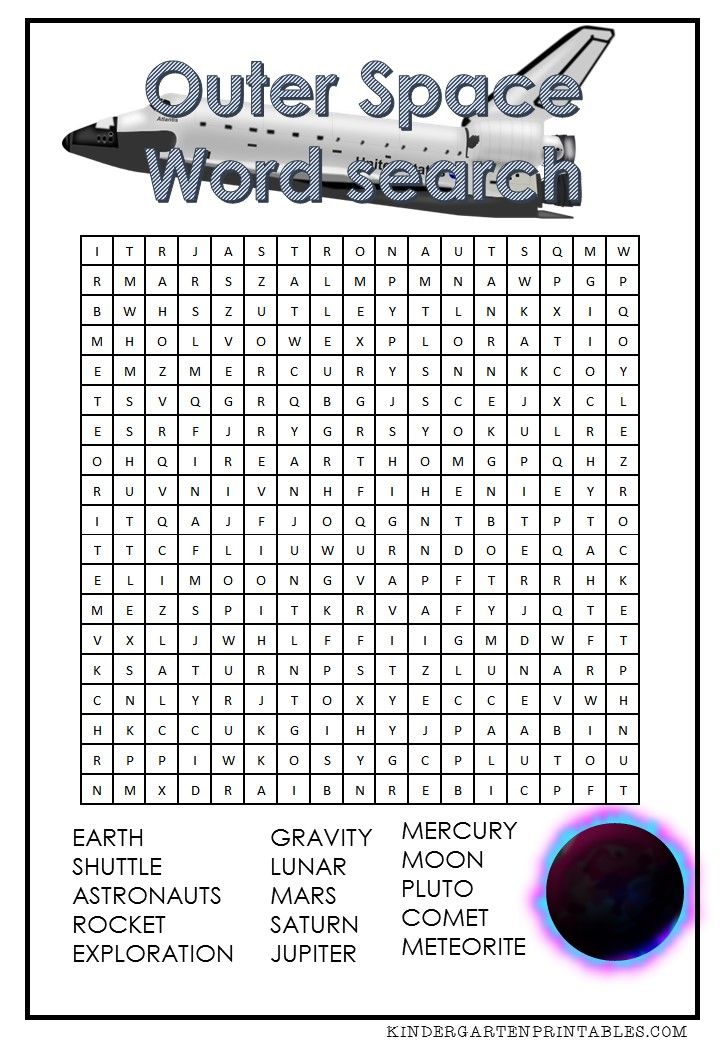 Outer space word search free printable outer space word search space words space facts kids word search