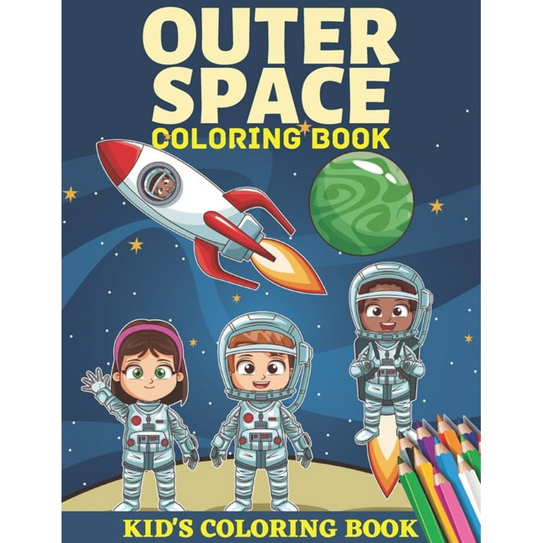 Outer space coloring book kids coloring book coloring pages word search and information about space for kids from to years old and adults x pages activity book paperback