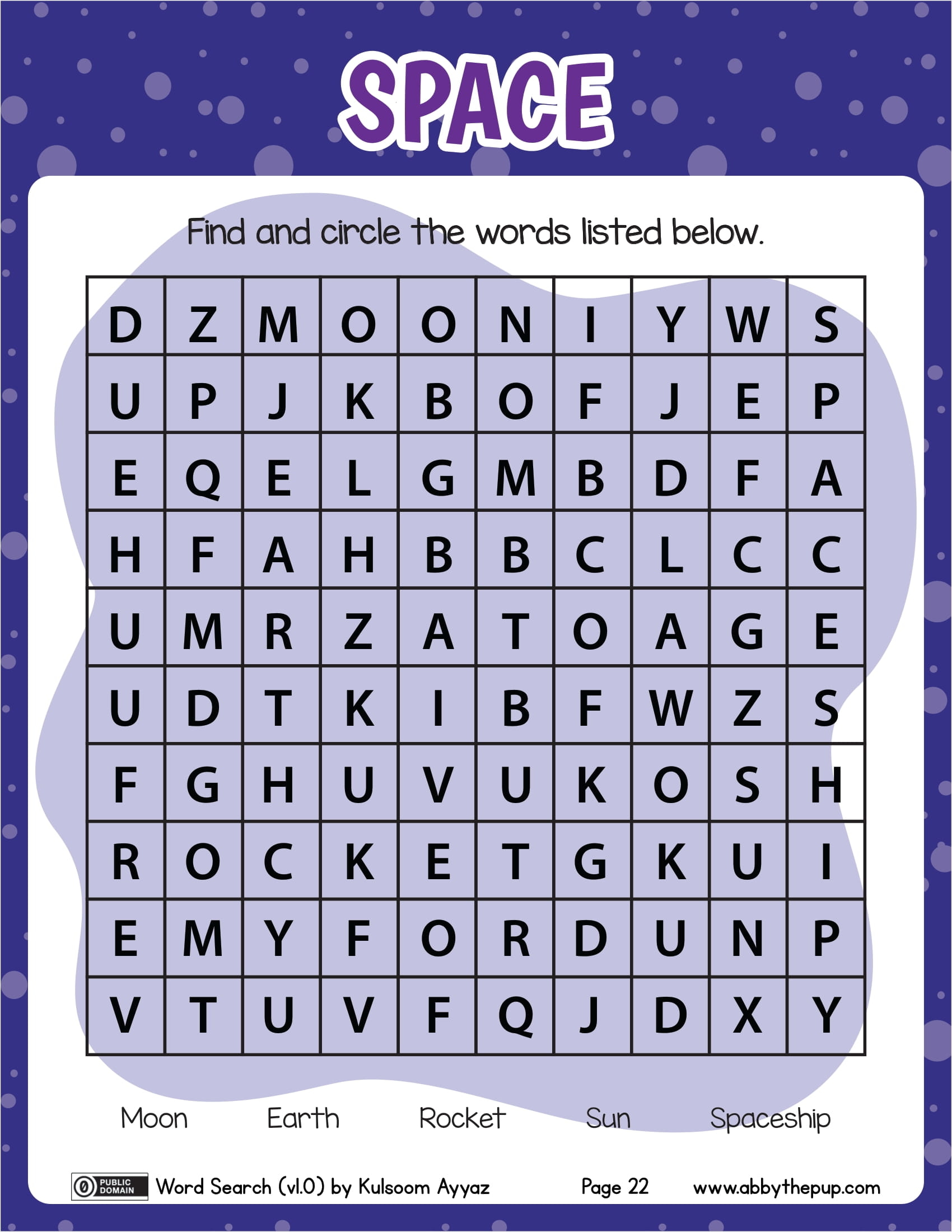 Space word search puzzle free printable puzzle games