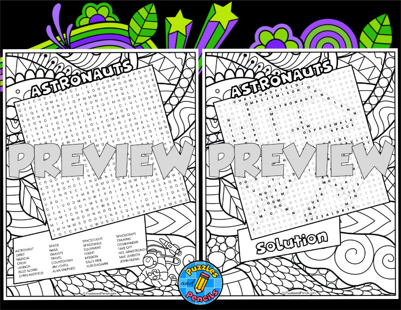 Astronaut word search puzzle activity with colouring outer space wordsearch teaching resources