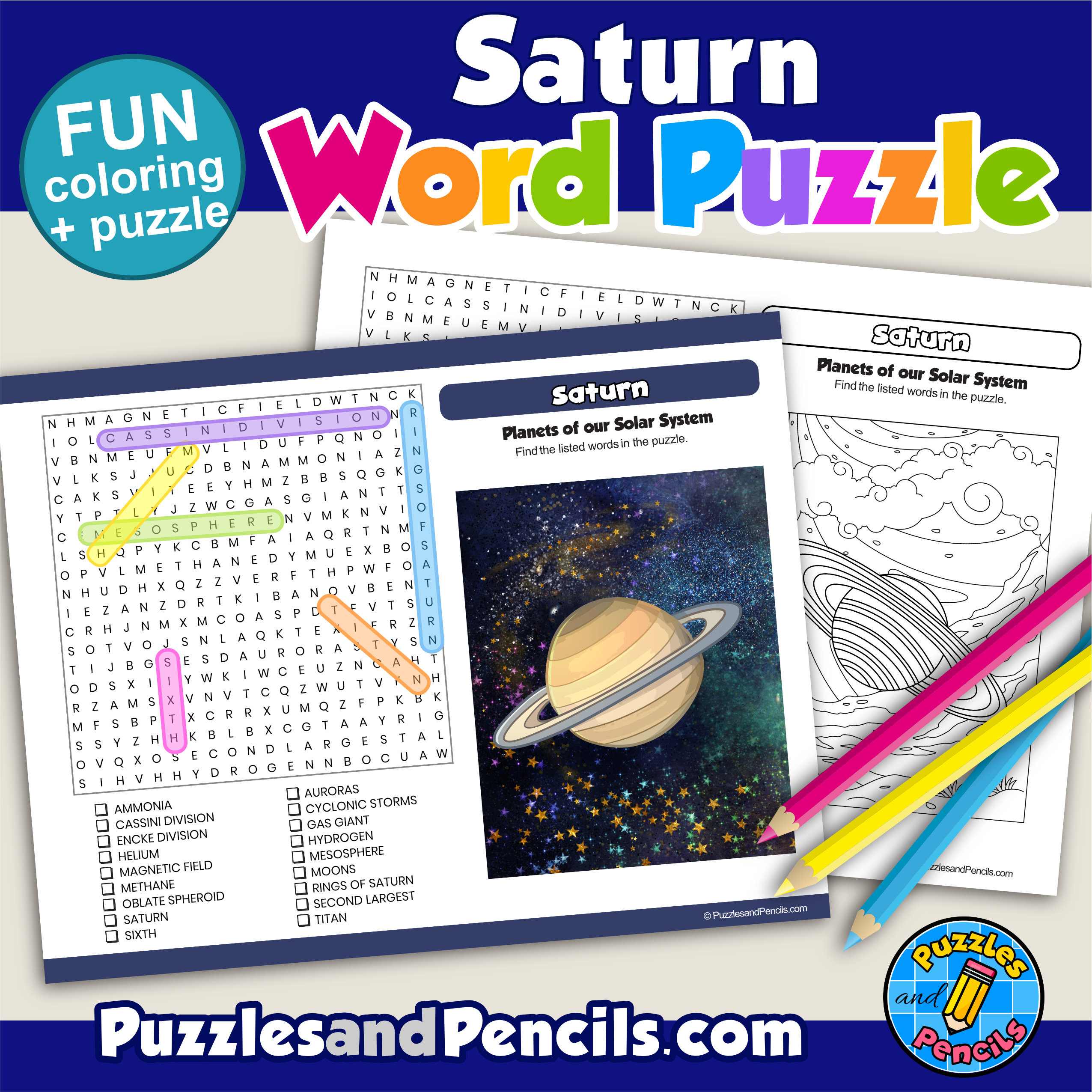 Saturn word search puzzle activity page planets solar system wordsearch made by teachers