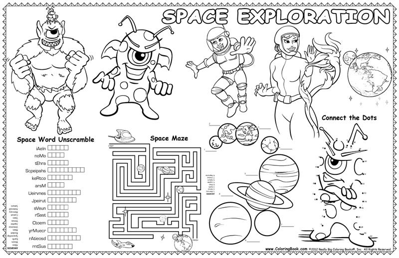 Space exploration colorable placemat x