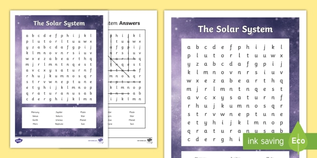 Solar system space word search