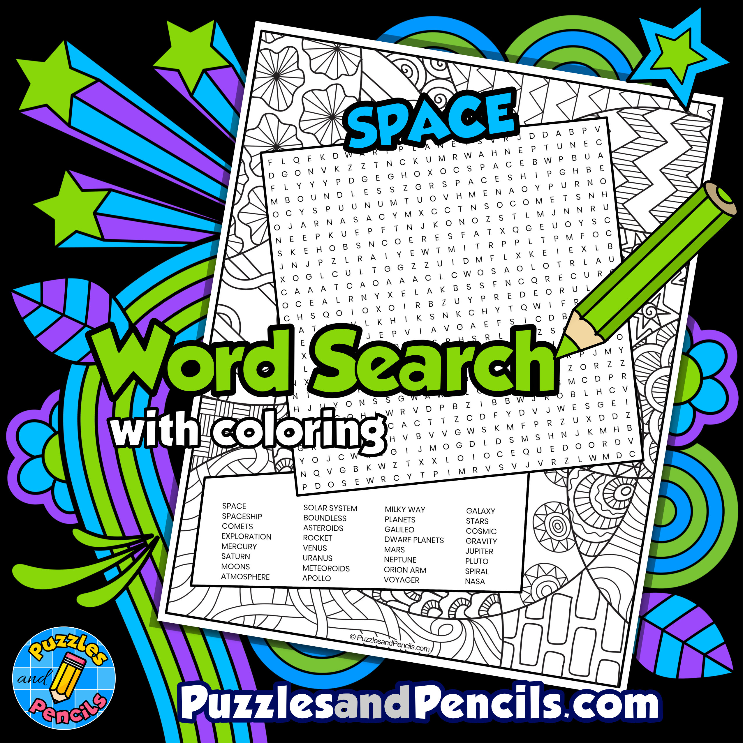 Space word search puzzle activity page solar system wordsearch made by teachers