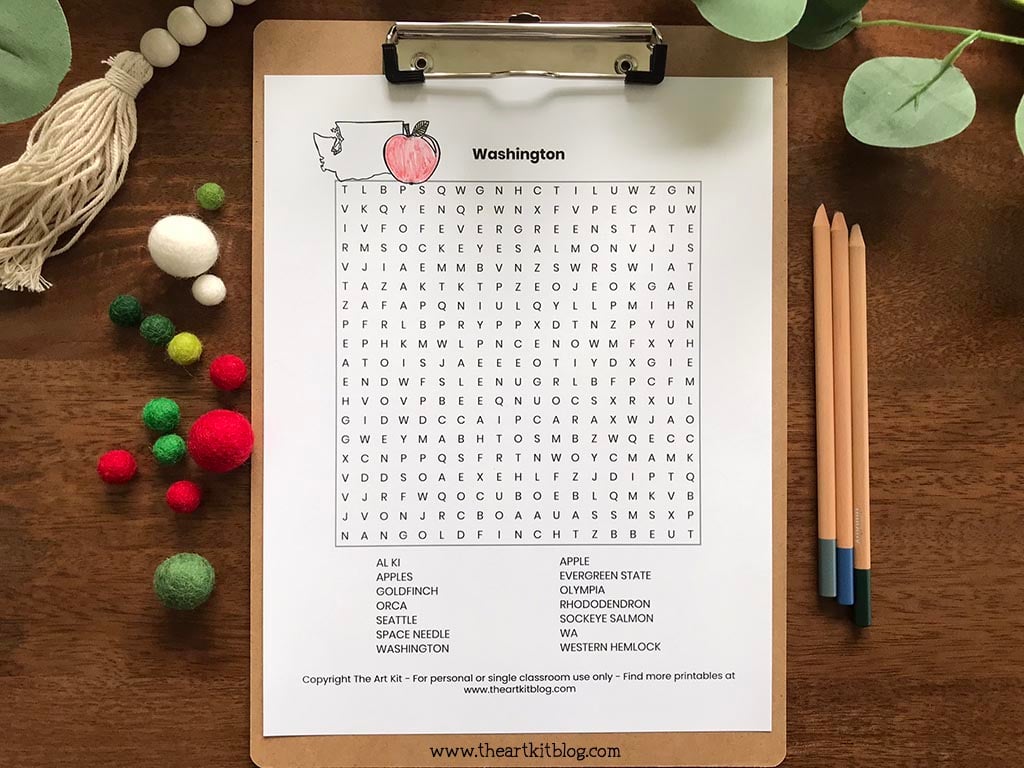 Washington word search coloring page free printable download â the art kit