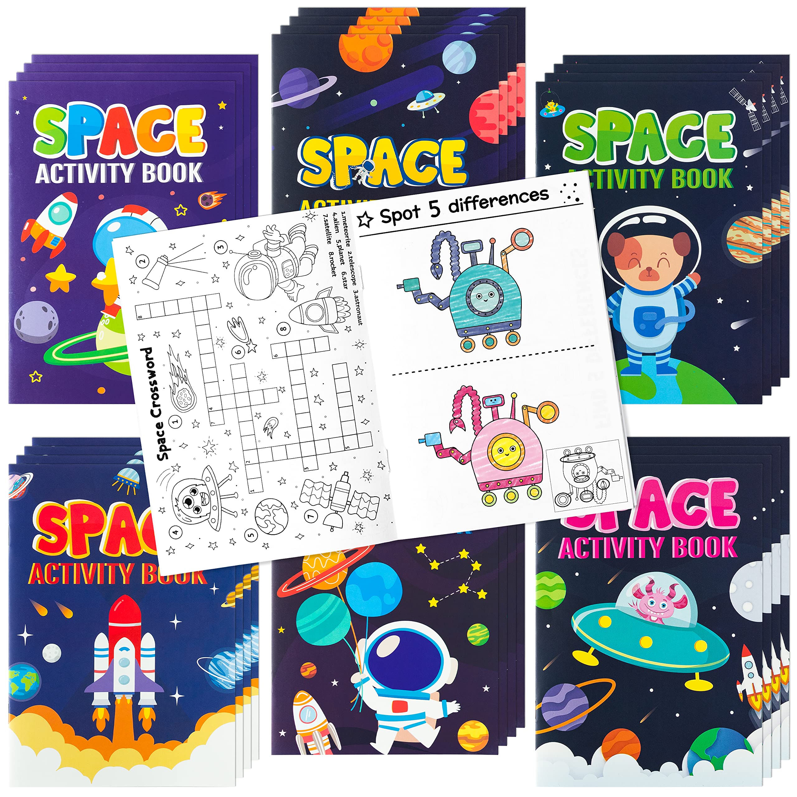 Pcs space activity books for kids space theme mini games coloring book set bulk mazes word search word scramble games for birthday party goodie bags stuffers classroom back to school favors