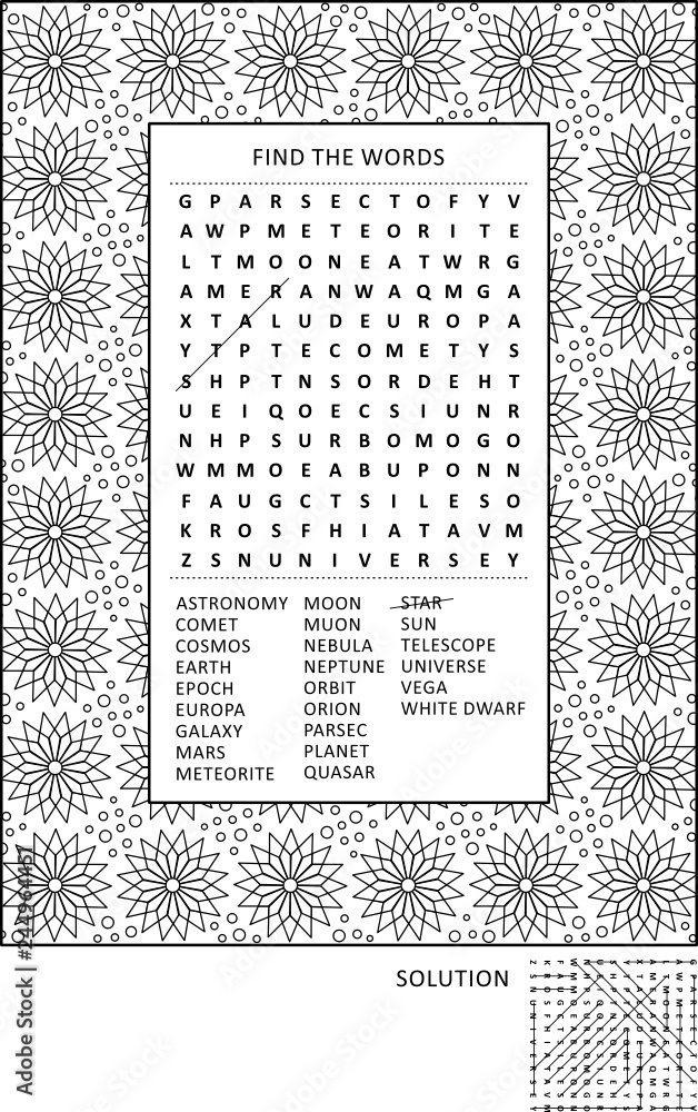 Puzzle and coloring activity page for grown