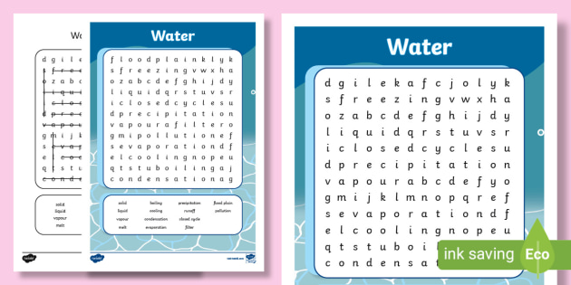 Water word search ks primary resources