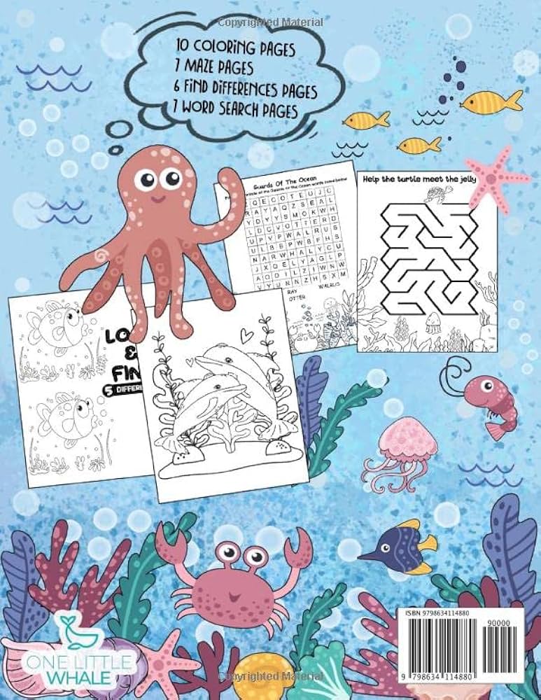 Ocean animals activity book for kids ages