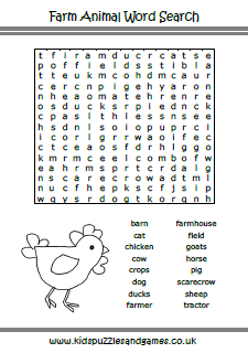 Farm animal word search