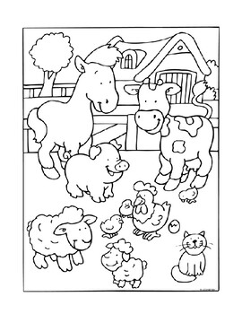 Farm animals word search and coloring page easy could use in sub plan