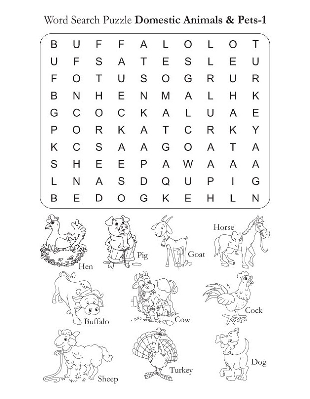 Farm animal word search activity shelter