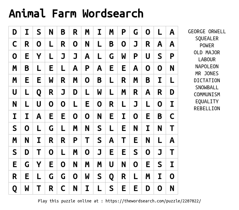 Download word search on animal farm wordsearch