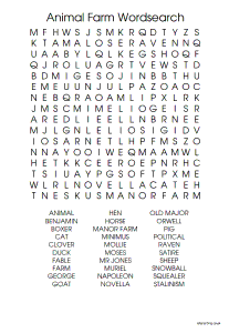 Animal farm george orwell printable pdf wordsearch