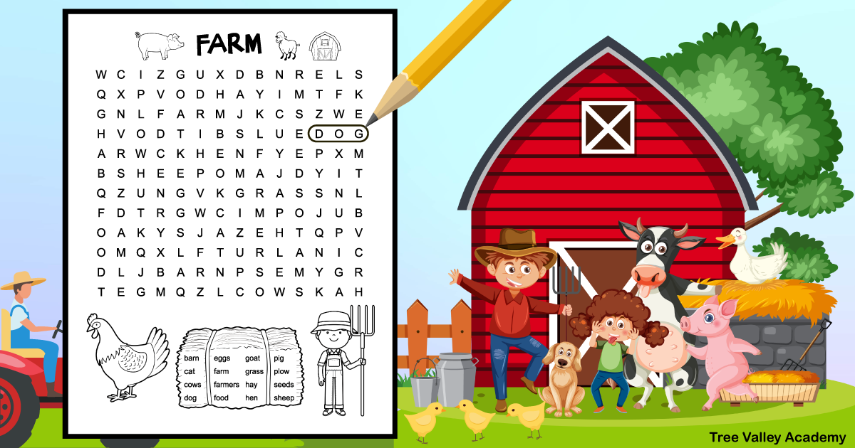 Easy farm word search