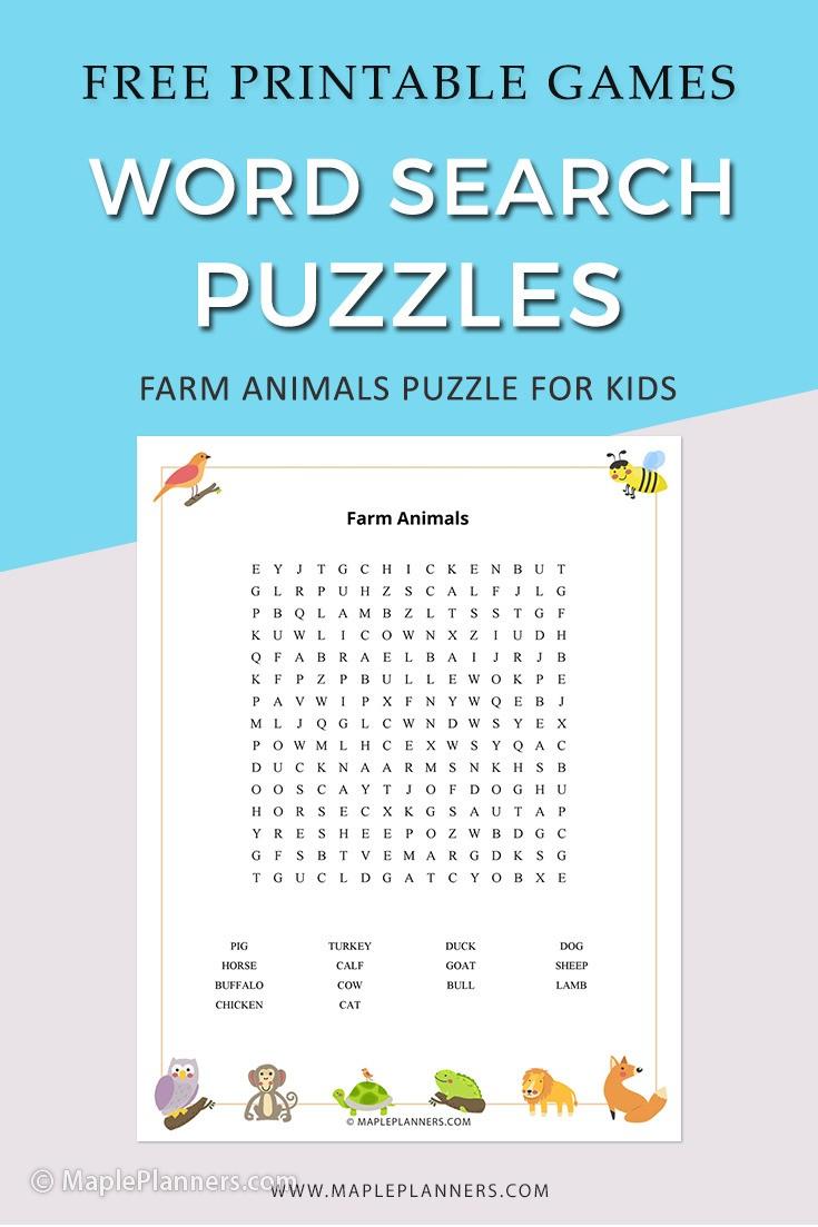 Farm animals word search free printable word search for kids