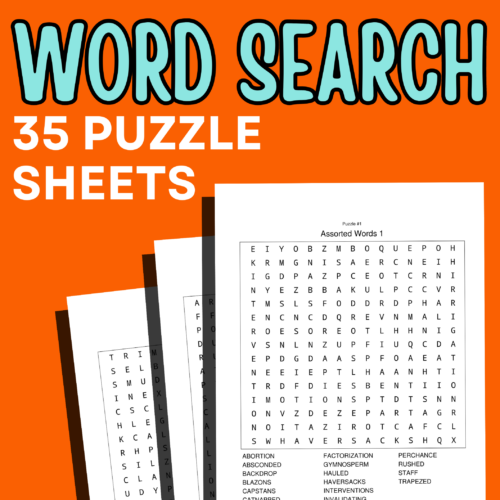 Word search puzzle sheets with solutions